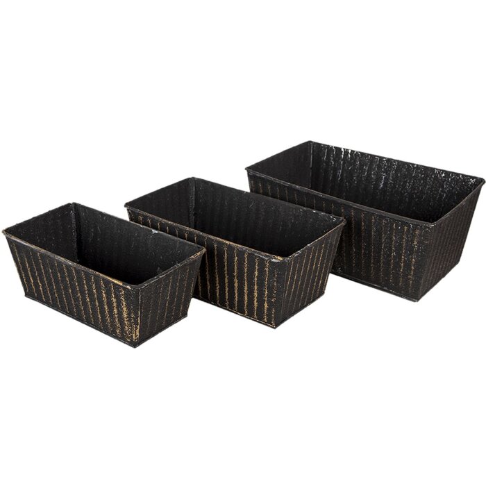 Clayre & Eef Pots de fleurs Indoor set de 3 pièces noir 26x17x12 - 23x14x10 - 21x11x9 cm