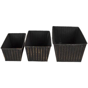 Clayre & Eef Pots de fleurs Indoor set de 3 pièces noir 26x17x12 - 23x14x10 - 21x11x9 cm