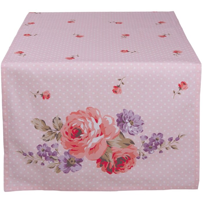 Clayre & Eef DTR64 Chemin de table rose, lilas 50x140 cm