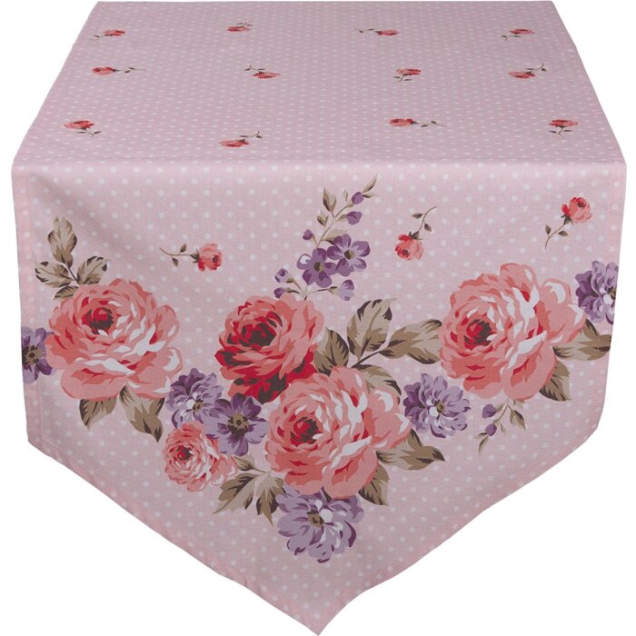 Clayre & Eef DTR65 Chemin de table rose, lilas 50x160 cm