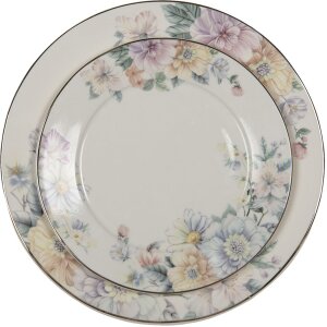 Clayre & Eef FLOFP Vaisselle Assiette plate blanche...