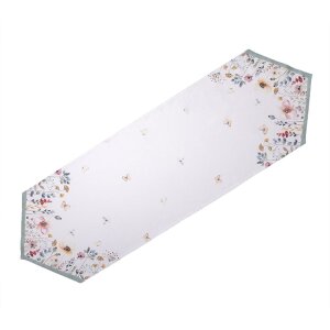 Clayre & Eef FOB65 Chemin de table blanc, Grun 50x160 cm