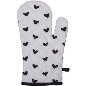 Clayre & Eef LBS44 Gants de four blanc, noir 18x30 cm