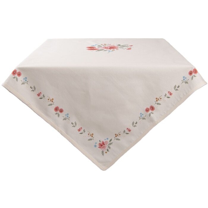 Clayre & Eef Nappe Little Rose Collection 100x100 cm Crème