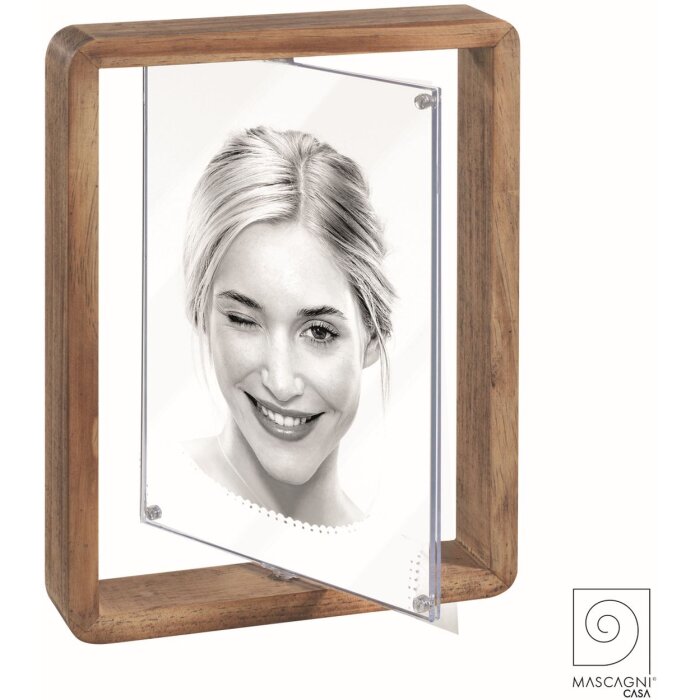 Mascagni A1381 Cadre photo double face en bois Noyer 10x15 cm