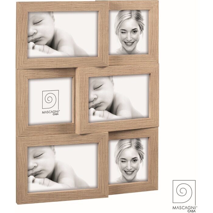 Mascagni A1477 Wall MDF Multi Cadre photo pour 6 photos chêne 30x40,5 cm