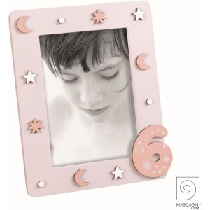 Mascagni A1548 Cadre photo en bois avec 8 chiffres en MDF Rose 13x18 cm