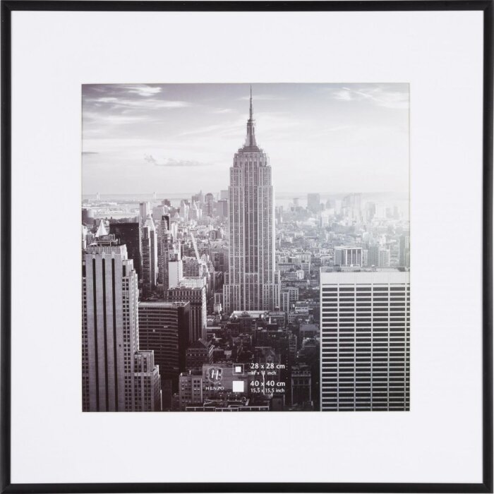 Henzo cadre aluminium Manhattan noir 40x40 cm avec passe-partout 30x30 cm