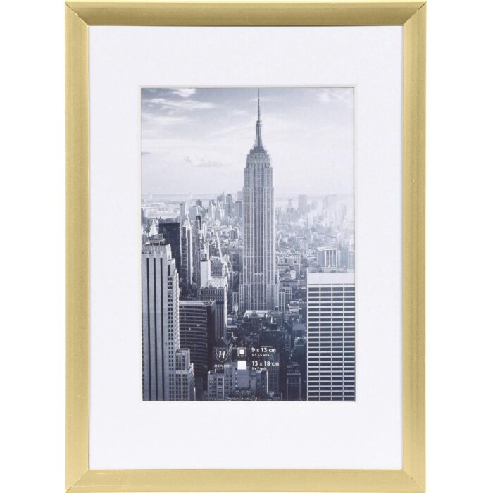 Henzo cadre alu Manhattan or 13x18 cm avec passe-partout 9x13 cm