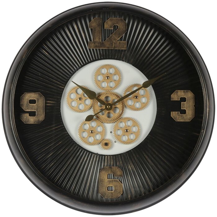 Clayre & Eef 5KL0205 Horloge murale noir Ø 60x11 cm