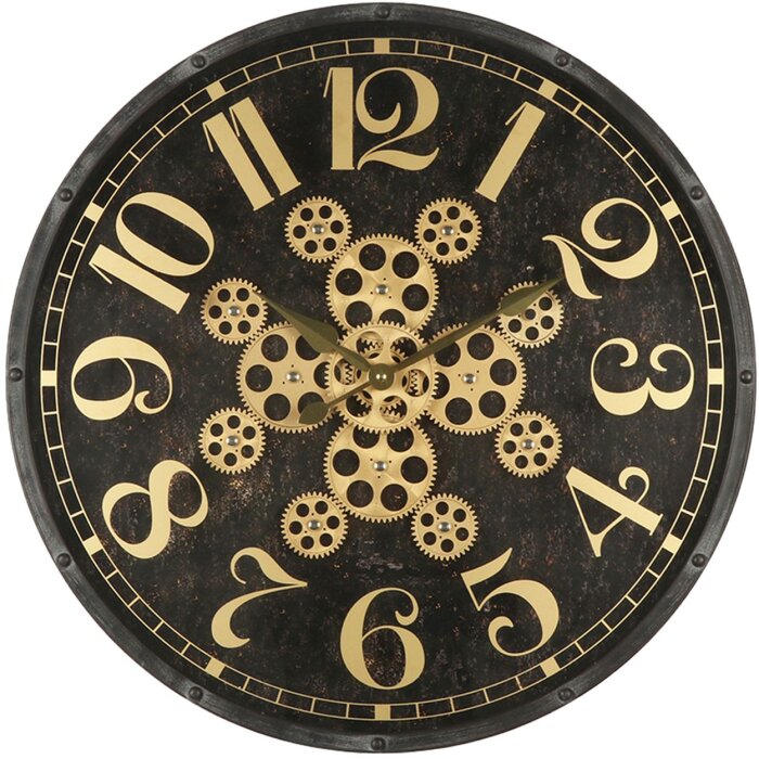 Clayre & Eef 5KL0207 Horloge murale noir Ø 60x7 cm