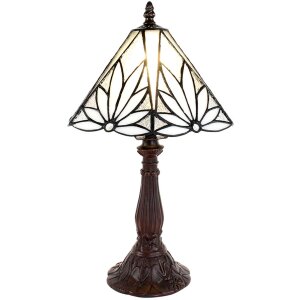 Clayre & Eef 5LL-6191 Lampe de table Tiffany Blanc, Marron Ø 20x34 cm E14-max 1x25W