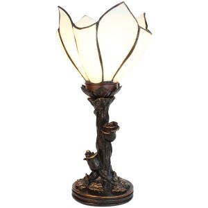 Clayre & Eef 5LL-6231 Lampe de table Tiffany Fleur Blanc