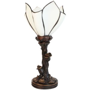 Clayre & Eef 5LL-6231 Lampe de table Tiffany Fleur Blanc