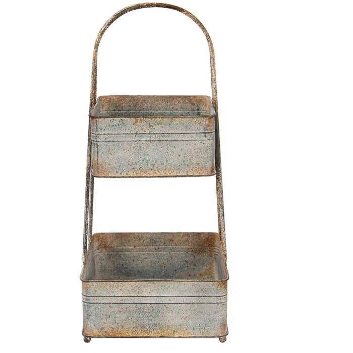 Clayre & Eef 5Y1098 Étagère 2 étages Gris 29x29x66 cm