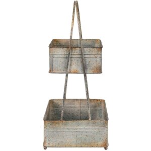 Clayre & Eef 5Y1098 Étagère 2 étages Gris 29x29x66 cm