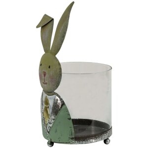 Clayre & Eef 64995 Photophore Lapin Vert, Blanc, Rose...