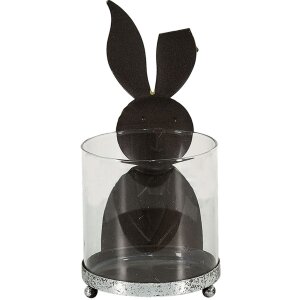 Clayre & Eef 64995 Photophore Lapin Vert, Blanc, Rose 11x10x22 cm