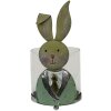 Clayre & Eef 64995 Photophore Lapin Vert, Blanc, Rose 11x10x22 cm