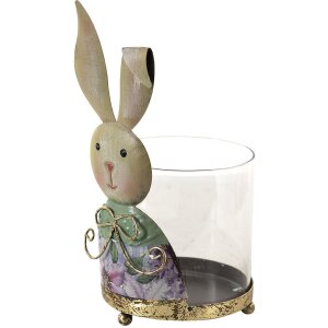 Clayre & Eef 64996 Photophore Lapin bleu, beige...