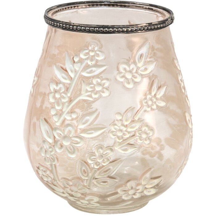 Clayre & Eef 6GL3508 Porte-bougie en verre brun, blanc Ø 15x18 cm