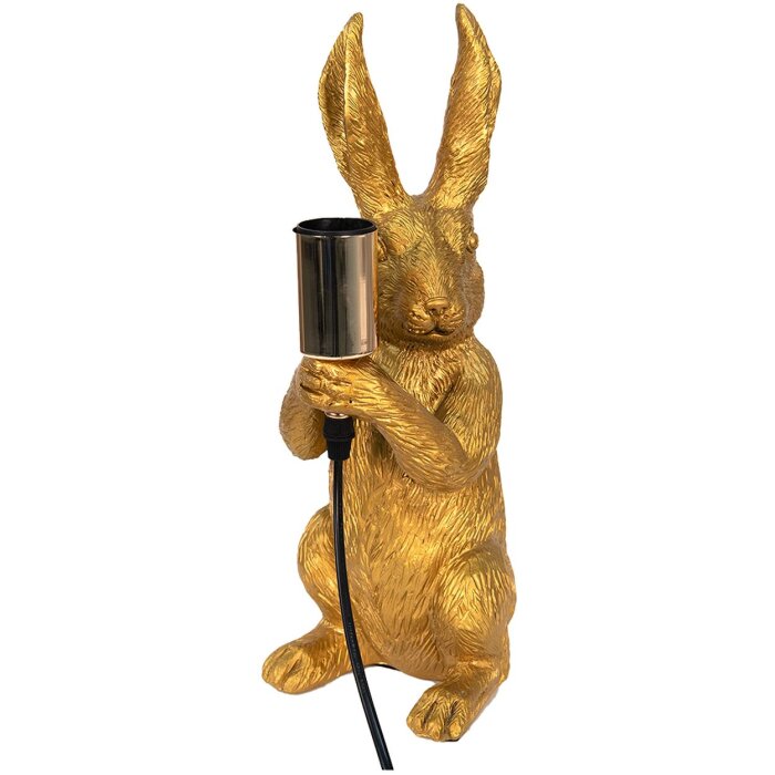 Clayre & Eef 6LMP748 Lampe de table Lapin Doré 13x17x36 cm E27-max 1x60W