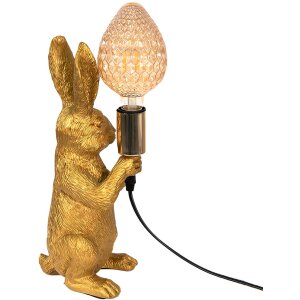 Clayre & Eef 6LMP748 Lampe de table Lapin Doré 13x17x36 cm E27-max 1x60W