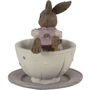 Clayre & Eef 6PR3535 Décoration Lapin rose 10x8x9 cm