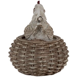 Clayre & Eef 6PR3555 Pendentif Bijoux Poulet Blanc, Marron 5x5x6 cm