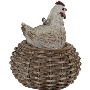 Clayre & Eef 6PR3555 Pendentif Bijoux Poulet Blanc, Marron 5x5x6 cm