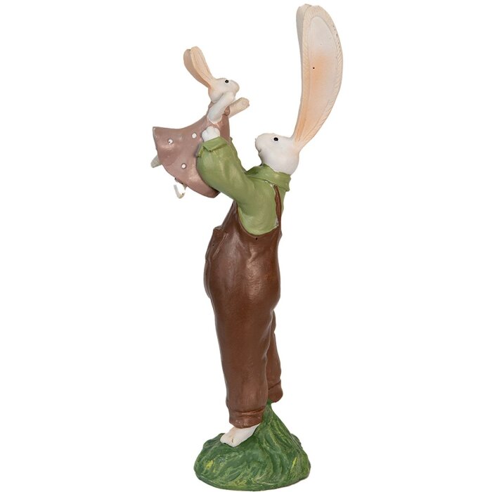 Clayre & Eef 6PR3566 Déco Lapin Vert, Rose 10x7x25 cm