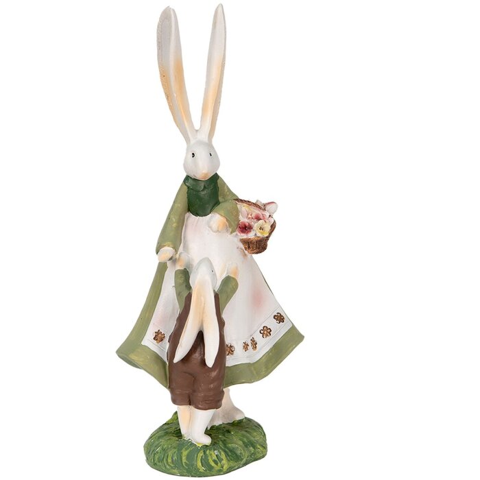 Clayre & Eef 6PR3567 Déco Lapin vert, rouge 10x7x25 cm