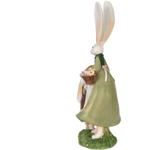 Clayre & Eef 6PR3567 Déco Lapin vert, rouge 10x7x25 cm