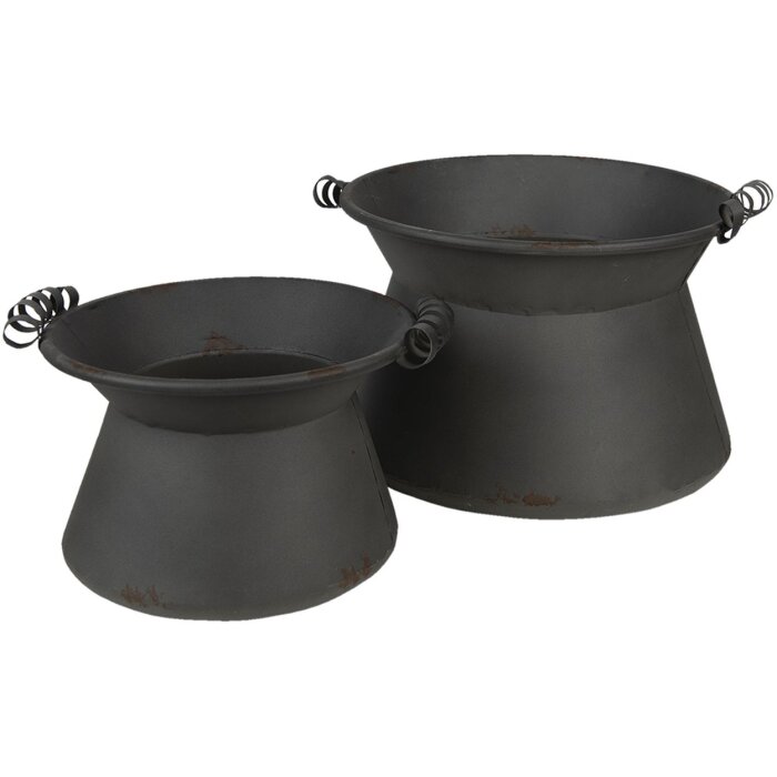 Clayre & Eef Pots de fleurs pour lintérieur (set de 2) Gris Ø 28x20 cm - Ø 22x16 cm