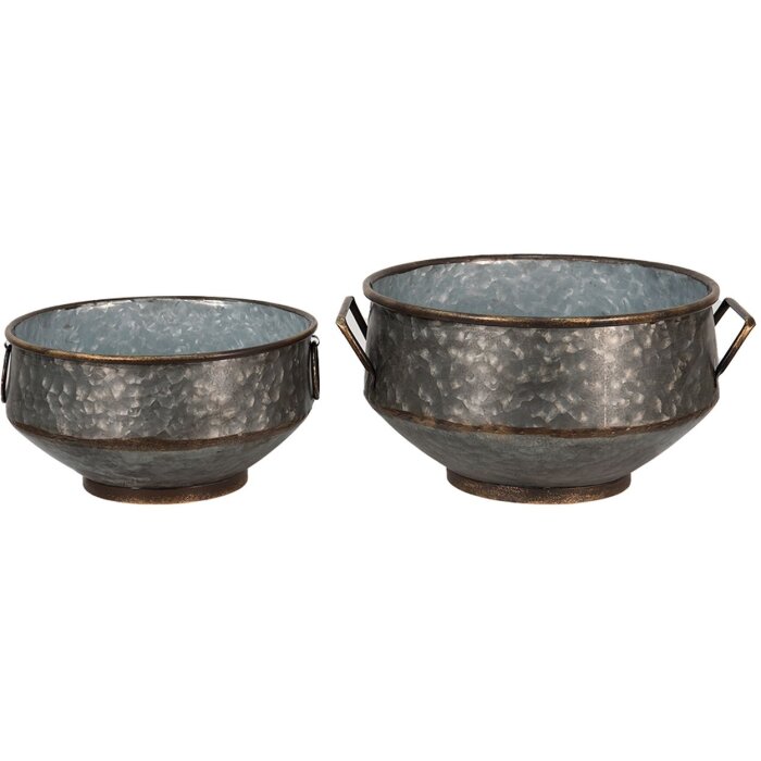 Pots de fleurs pour lintérieur (set de 2) Gris, Marron 40x35x20 - 32x31x15 cm