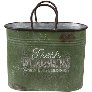 Clayre & Eef 6Y4773 Pot de fleurs pour lintérieur Vert, brun 36x18x25 - 30x15x23 cm