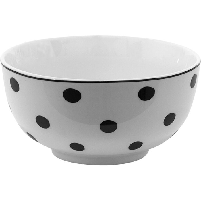 Clayre & Eef BDBO Bol à soupe blanc, noir Ø 14 cm