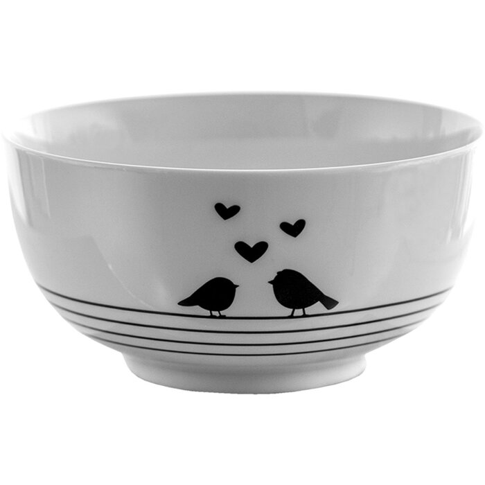 Clayre & Eef LBSBO Bol à soupe blanc, noir Ø 14 cm