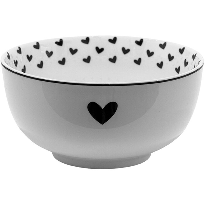 Clayre & Eef LBSHBO Bol à soupe blanc, noir Ø 14 cm