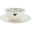 Clayre & Eef LBSHBO Bol à soupe blanc, noir Ø 14 cm