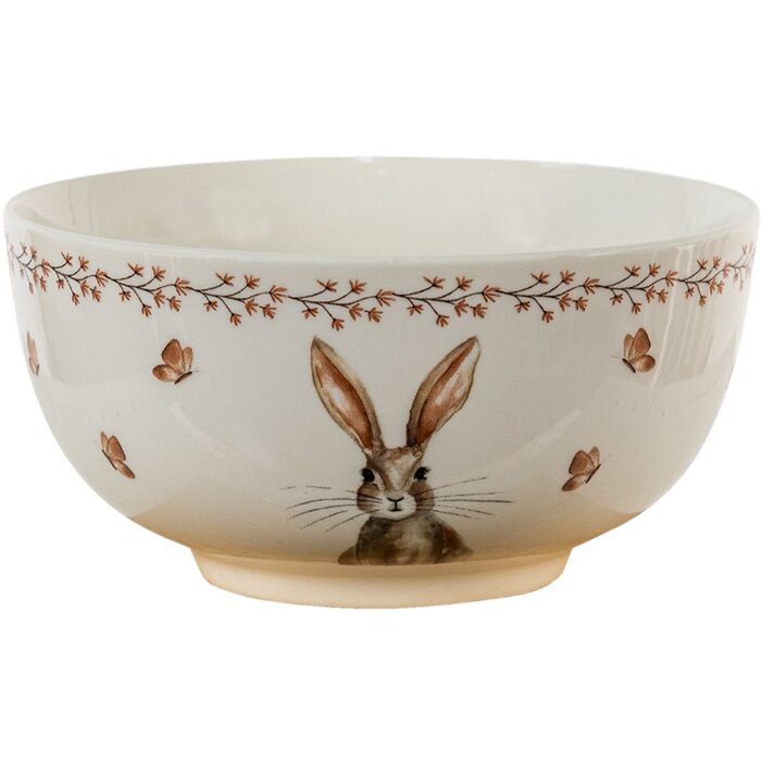 Clayre & Eef REBBO Bol de soupe Beige, Marron Ø 14 cm