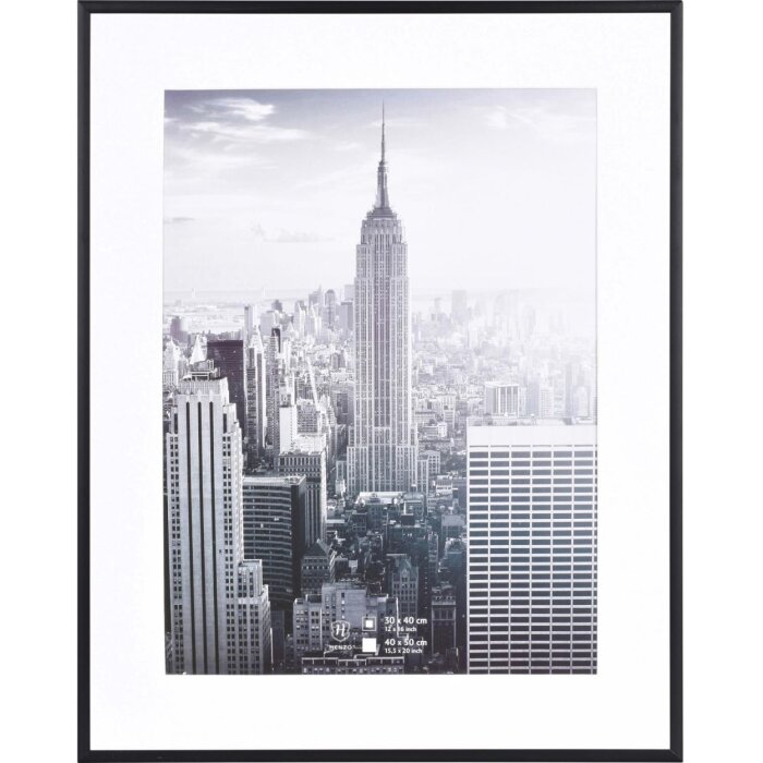 Henzo cadre alu Manhattan noir 40x50 cm avec passe-partout 30x40 cm