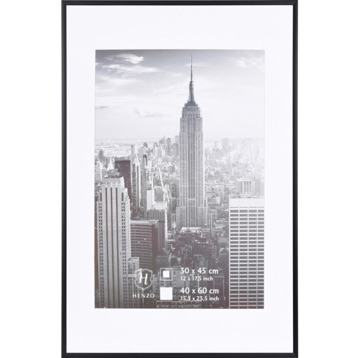 Henzo cadre aluminium Manhattan 40x60 cm noir avec passe-partout 30x45 cm