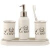 Clayre & Eef 60119 Salle de bain 4er Set Beige Céramique Ovale