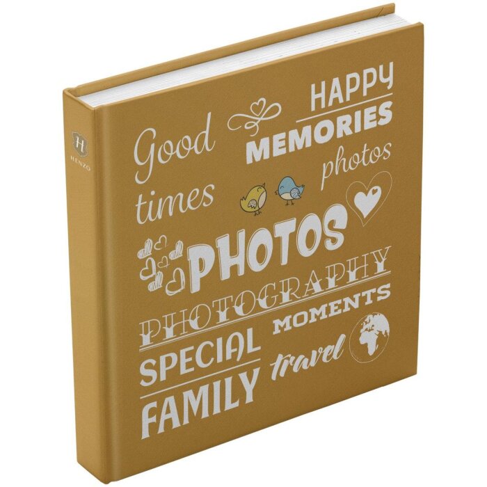 Henzo Jumbo Album photo Wording jaune 30x30 cm 100 pages blanches