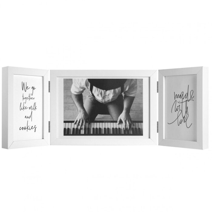 Henzo cadre double en bois Piano 3 photos 10x15 cm et 15x20 cm blanc