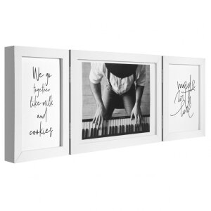 Henzo cadre double en bois Piano 3 photos 10x15 cm et 15x20 cm blanc