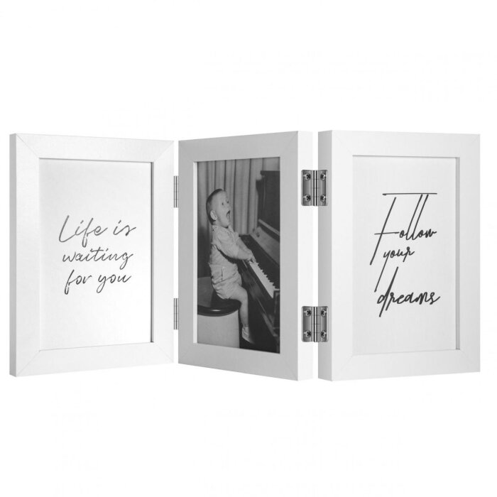 Henzo cadre double en bois Piano 3 photos 13x18 cm blanc