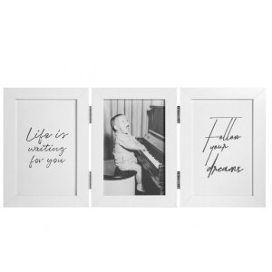 Henzo cadre double en bois Piano 3 photos 13x18 cm blanc