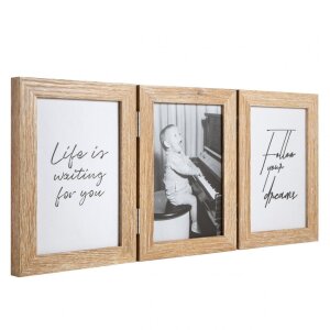 Henzo cadre double en bois Piano 3 photos 13x18 cm beige